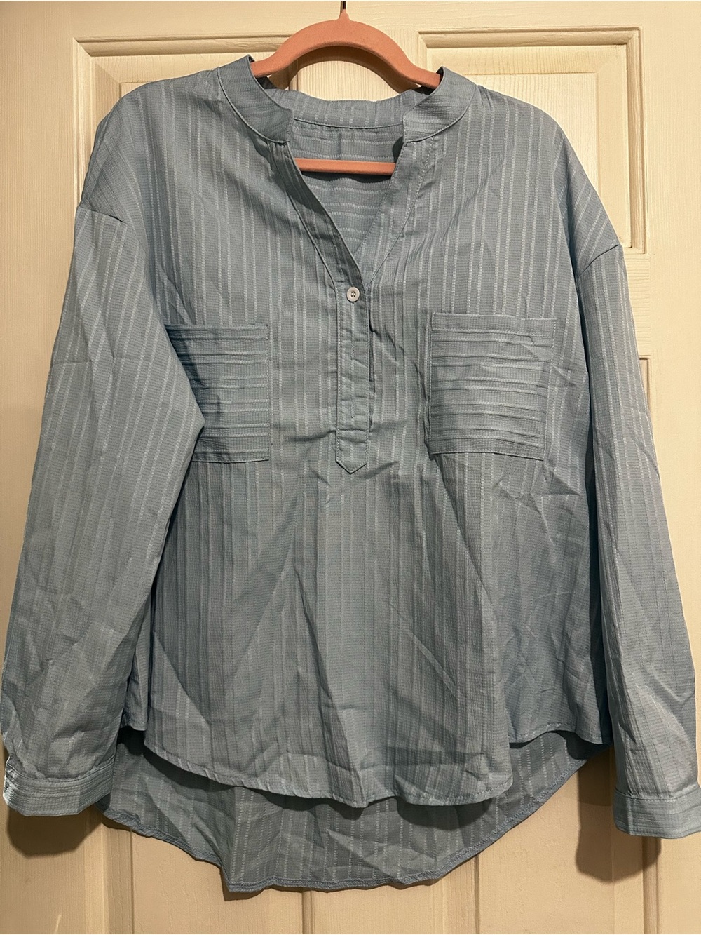 SHEIN Light Blue Pinstripe Long-Sleeve Tunic